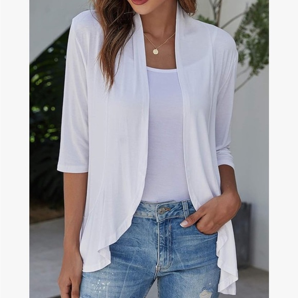 Bluetime White Lightweight Draped Cardigan - Size M - Picture 1 of 6